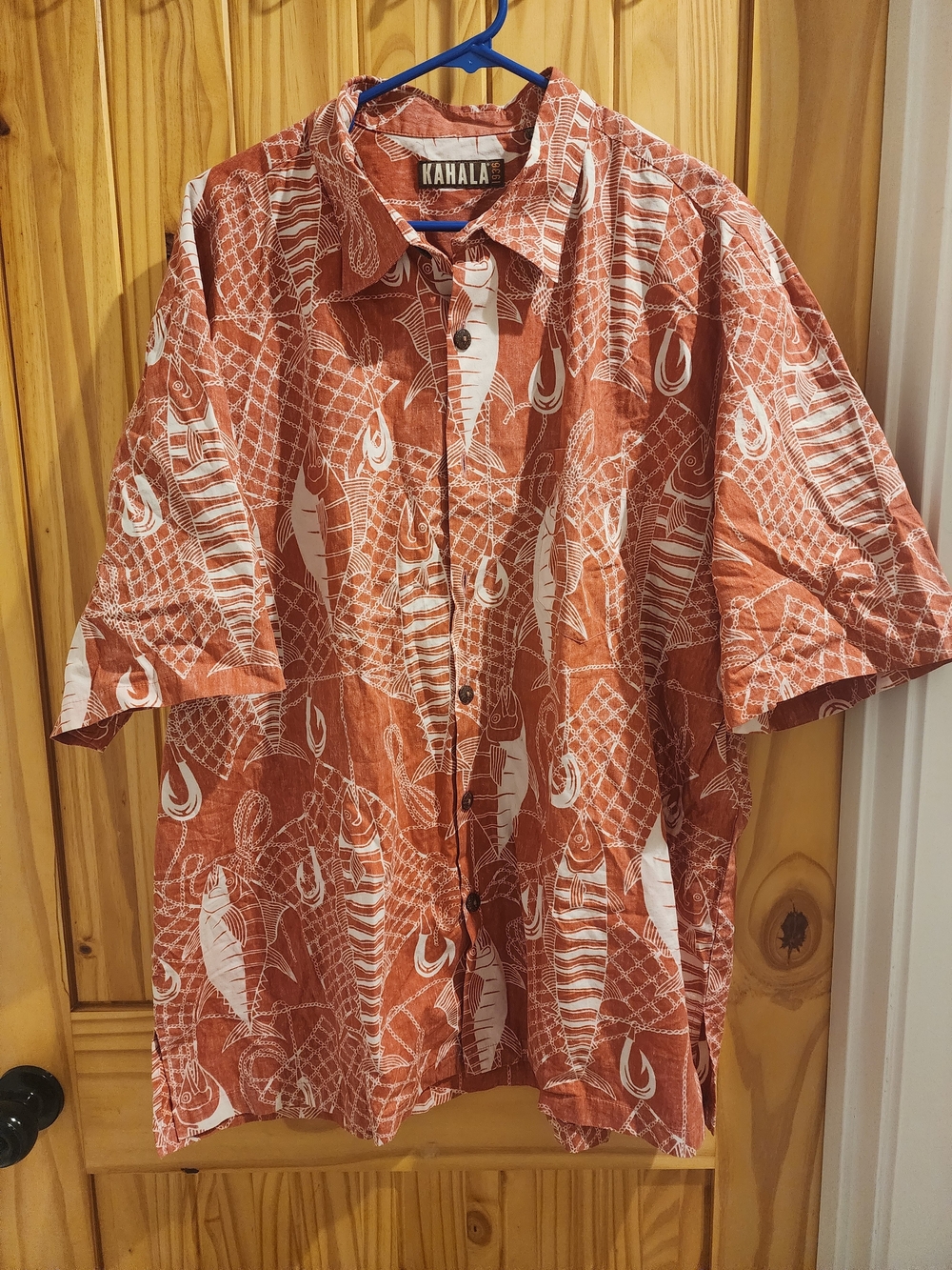 Kahala Men’s Rust Short-Sleeve Tropical Print Button-Down Shirt